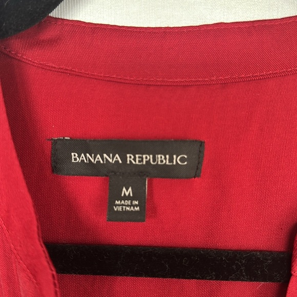 Banana Republic Red Tiered Maxi Dress Long Sleeve V-neck Oversized SZ M Holiday - Picture 6 of 11